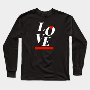 Love red heart and horizontal line Long Sleeve T-Shirt